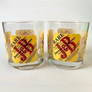 Set of Two (2) Vintage Justerini & Brooks (J&B) Scotch Whisky Glass Tumblers